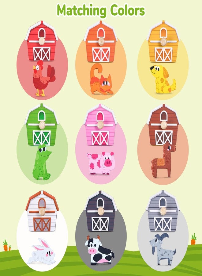 JoyCat Wooden Puzzles for Toddlers 1-3, Montessori Toys for 1 2 Year Old Boy Girl Birthday Easter Gifts, Animal Match Farm Peg Puzzles, Preschool Learning Toys for Toddlers Age 1-2 - Image 2